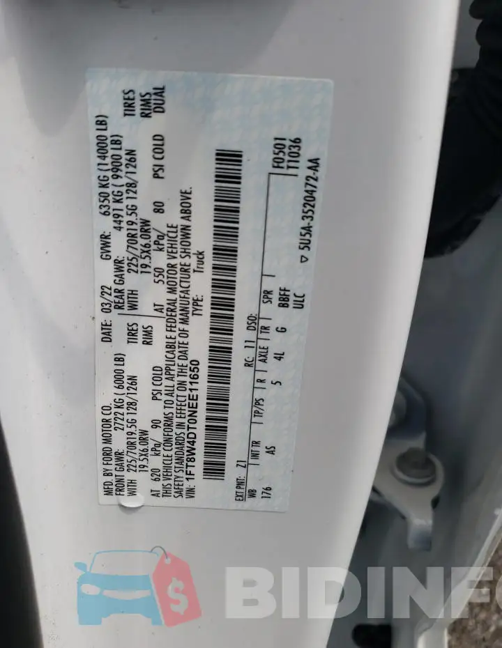1FT8W4DT0NEE11650 Photo# 12