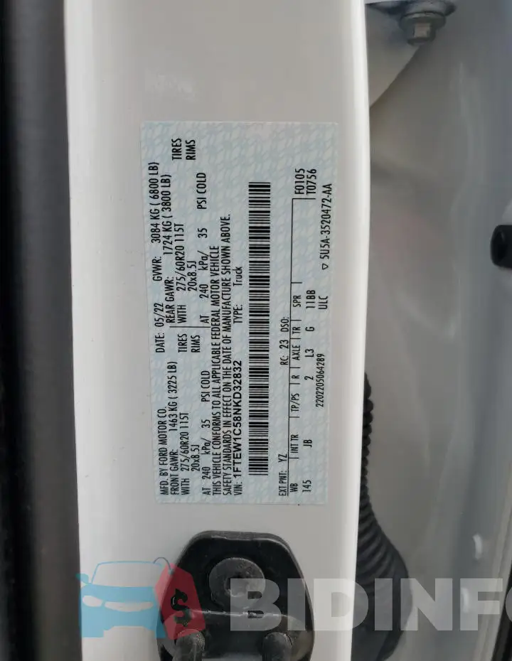 1FTEW1C58NKD32832 Photo# 12