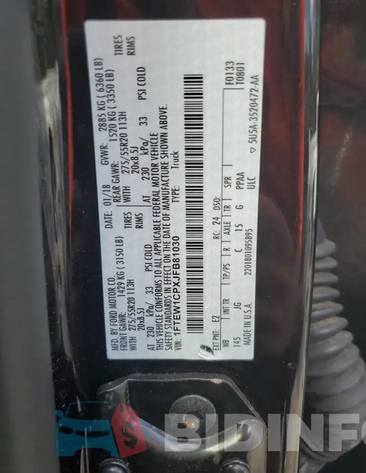 1FTEW1CPXJFB81030 Photo# 12