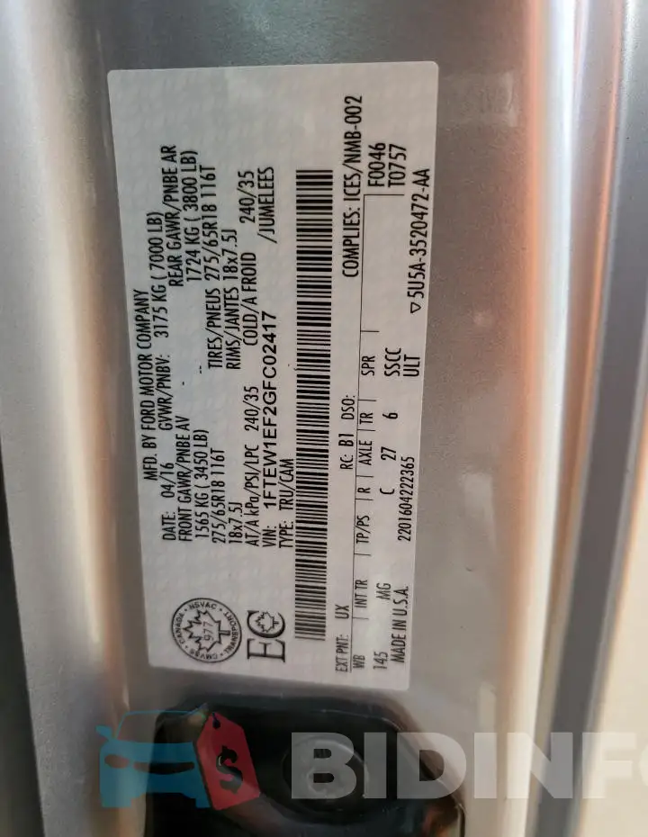 1FTEW1EF2GFC02417 Photo# 12