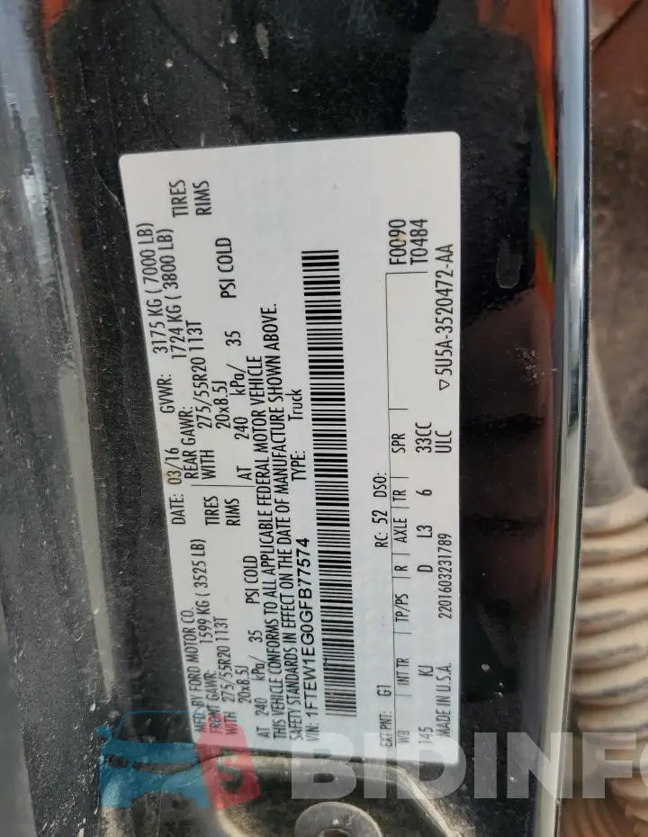 1FTEW1EG0GFB77574 Photo# 12