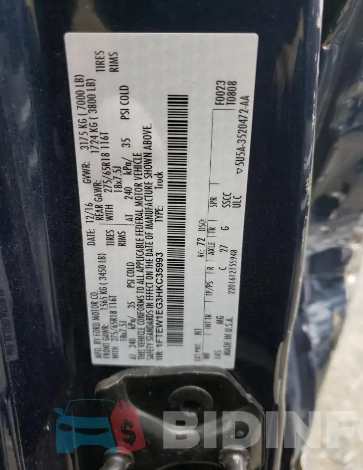 1FTEW1EG3HKC35993 Photo# 12