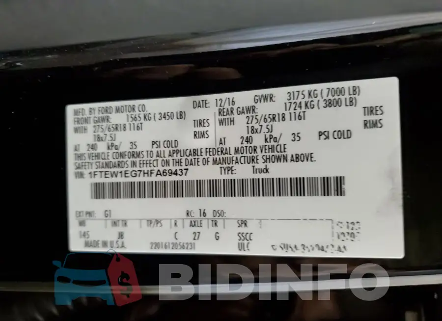 1FTEW1EG7HFA69437 Photo# 12