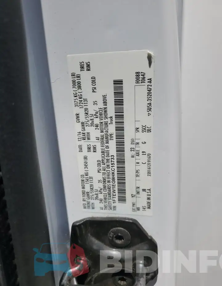 1FTEW1EG9HKC15733 Photo# 13
