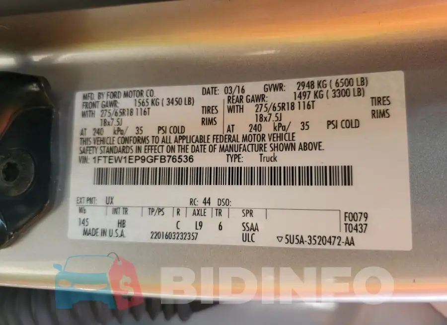 1FTEW1EP9GFB76536 Photo# 12
