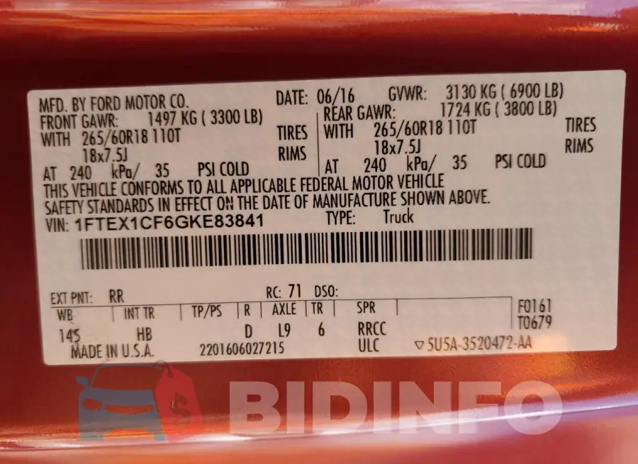 1FTEX1CF6GKE83841 Photo# 12