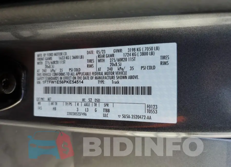 1FTFW1E56PKE54514 Photo# 12