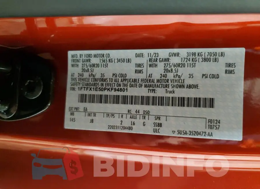 1FTFX1E50PKF94801 Photo# 13