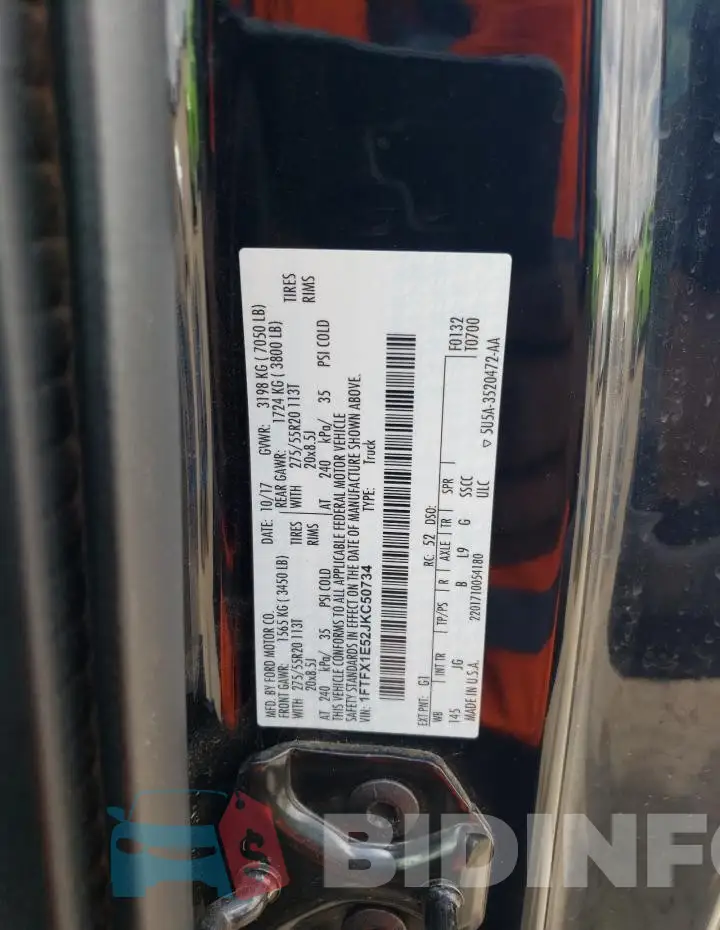 1FTFX1E52JKC50734 Photo# 12
