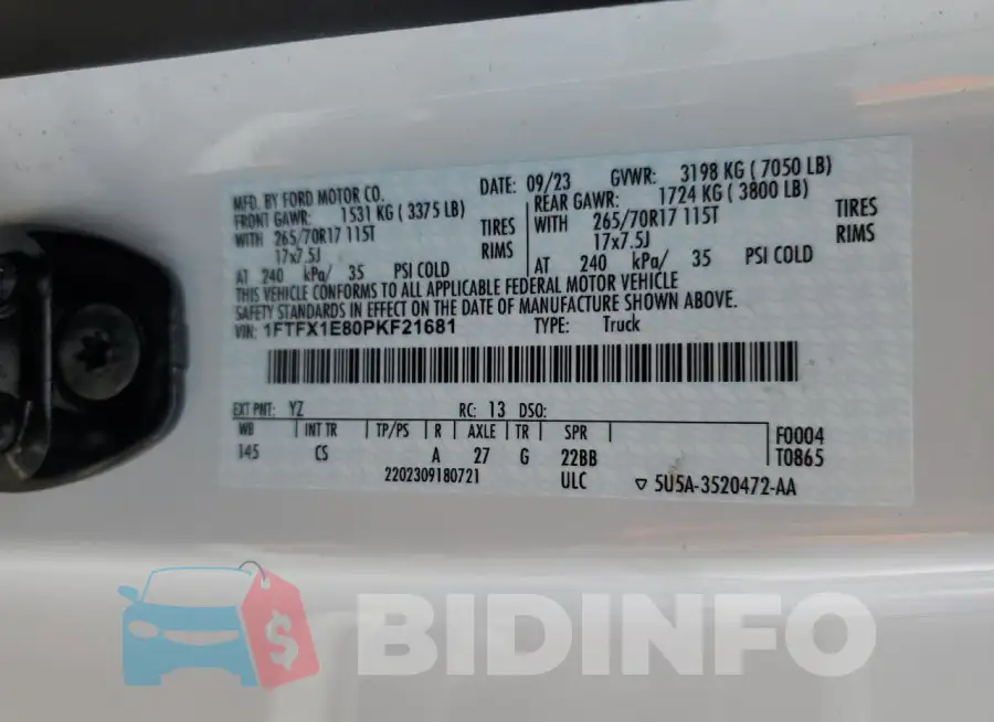 1FTFX1E80PKF21681 Photo# 12