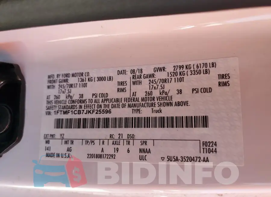 1FTMF1CB7JKF25596 Photo# 13