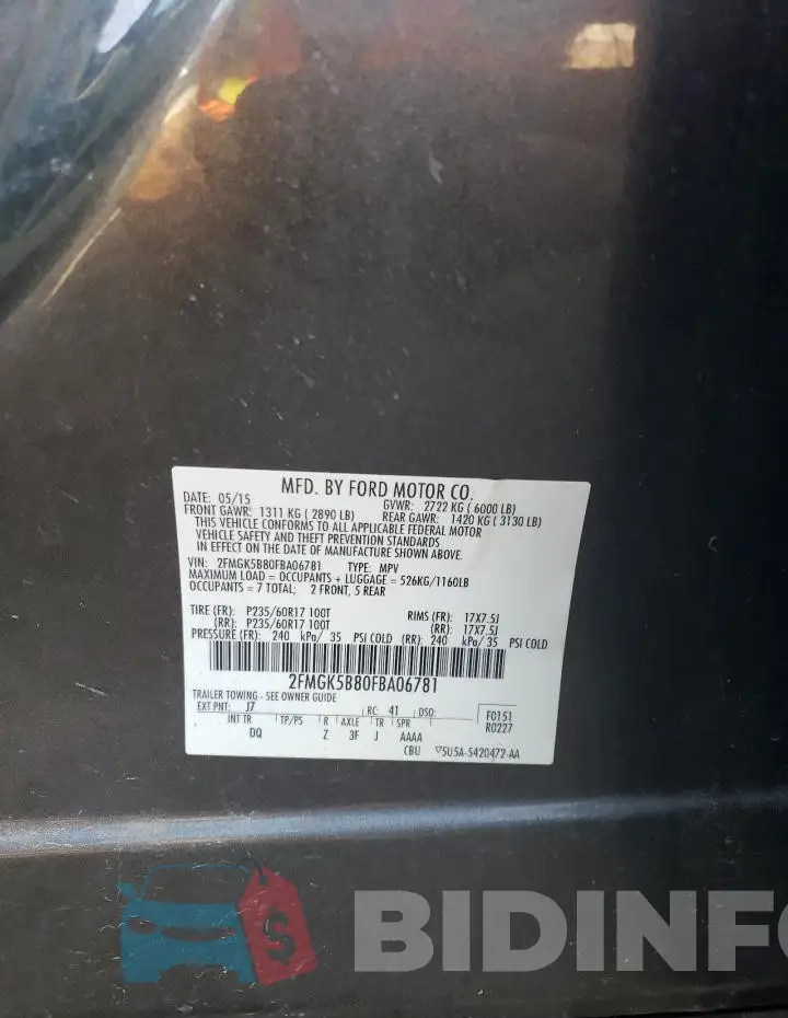 2FMGK5B80FBA06781 Photo# 13