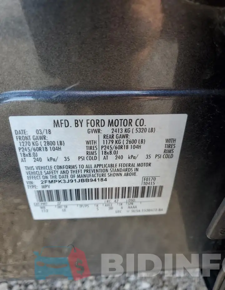 2FMPK3J91JBB94184 Photo# 13
