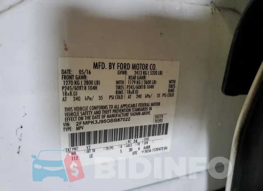 2FMPK3J95GBB87022 Photo# 14