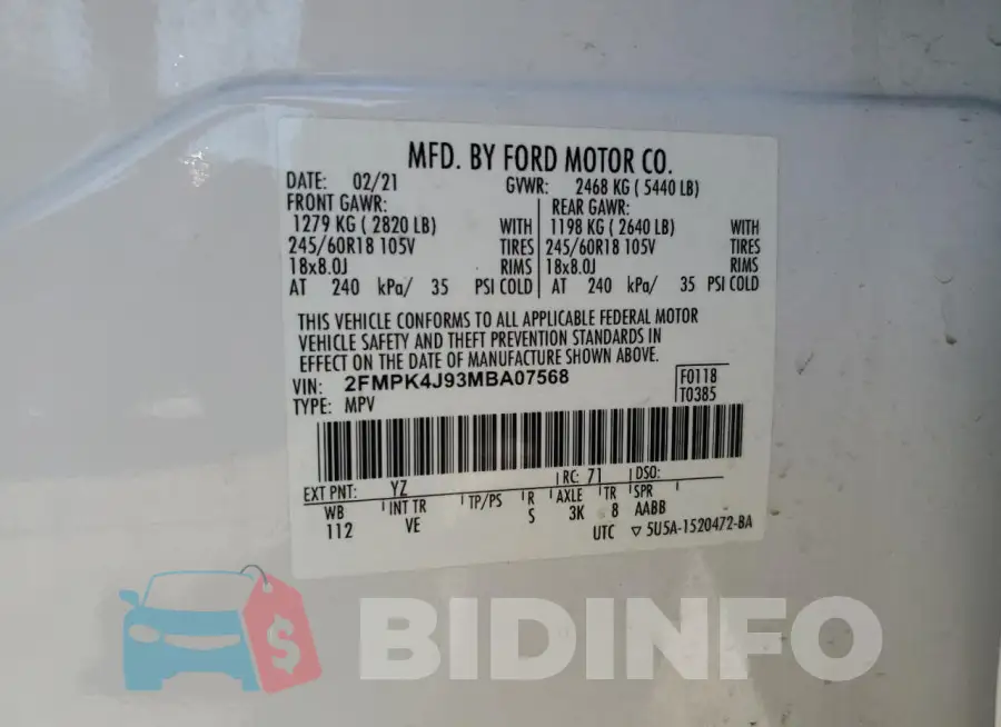 2FMPK4J93MBA07568 Photo# 13