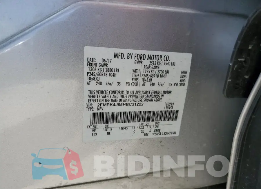 2FMPK4J95HBC31222 Photo# 13