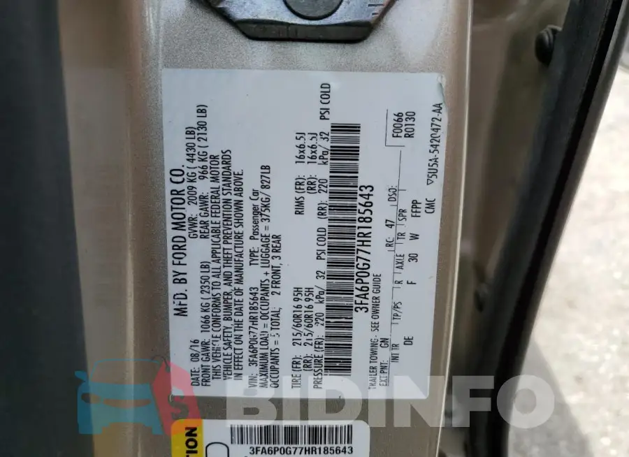 3FA6P0G77HR185643 Photo# 12