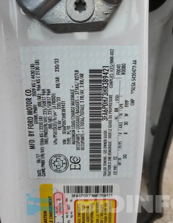 3FA6P0H73HR389421 Photo# 12