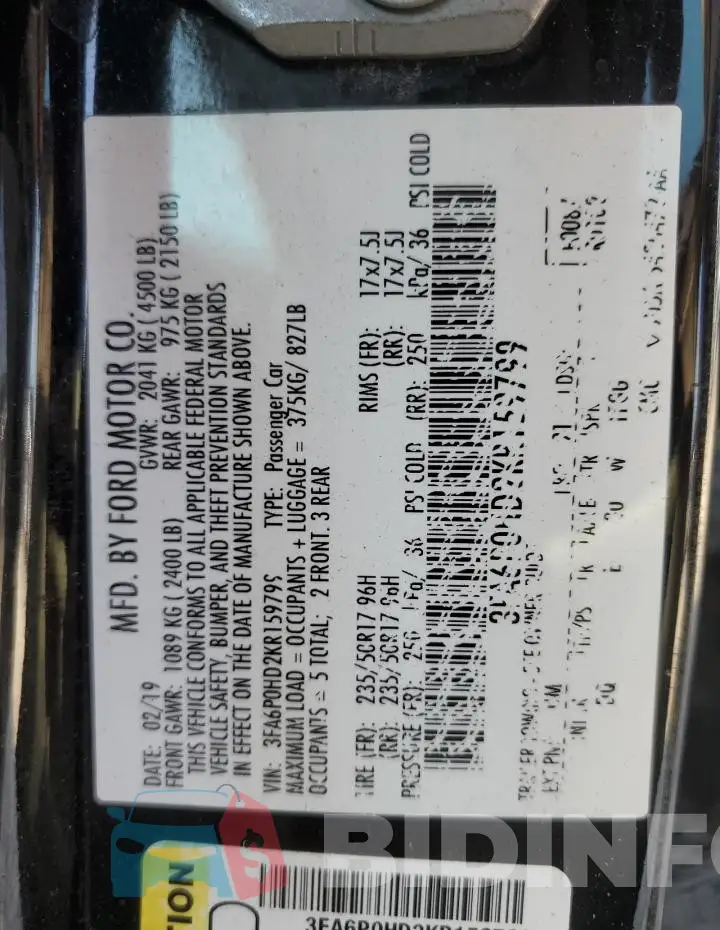 3FA6P0HD2KR159799 Photo# 13