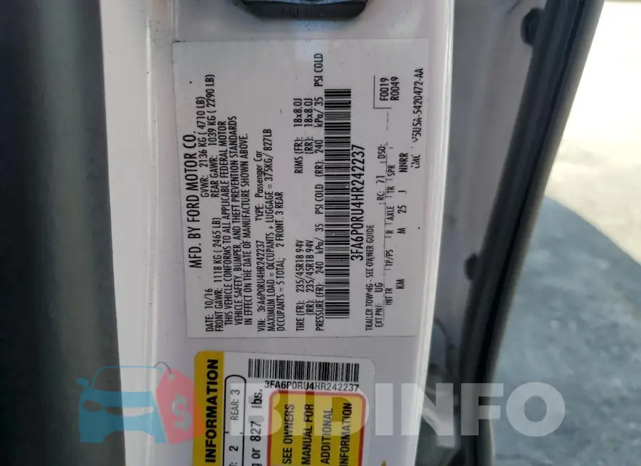 3FA6P0RU4HR242237 Photo# 13