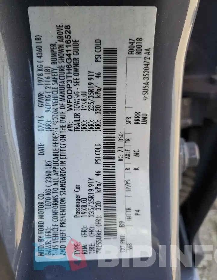 WF0DP3TH6G4116528 Photo# 13