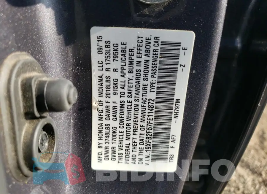 19XFB2F57FE114872 Photo# 12