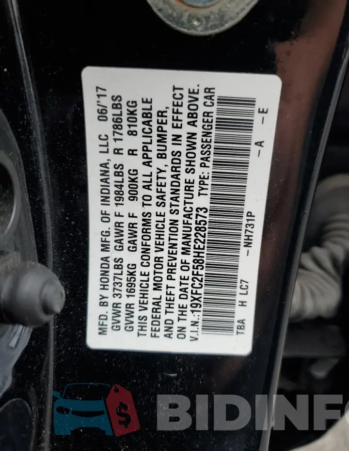 19XFC2F58HE228573 Photo# 13
