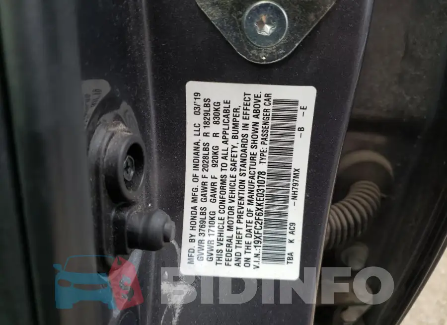 19XFC2F6XKE031078 Photo# 12