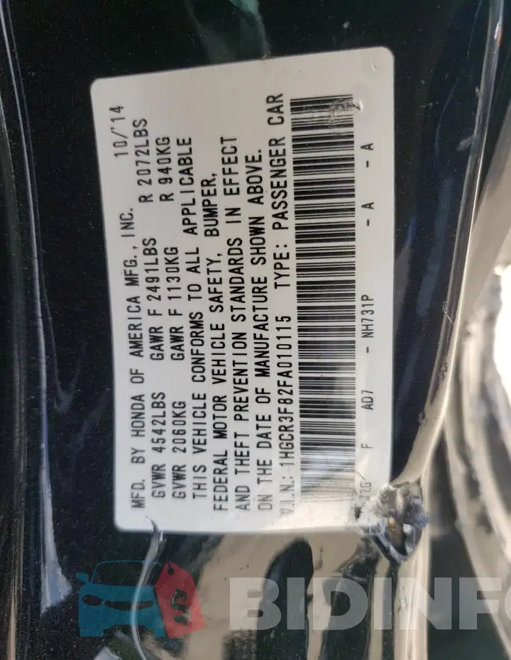 1HGCR3F82FA010115 Photo# 12