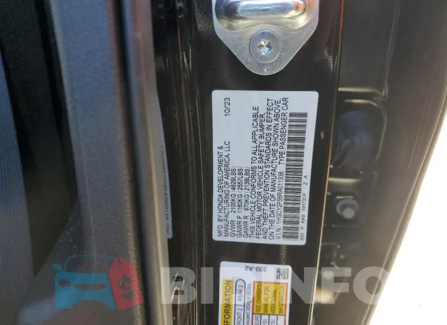 1HGCY2F56RA011338 Photo# 12