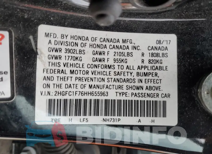 2HGFC1F76HH655963 Photo# 12