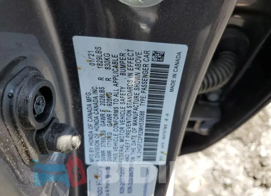 2HGFC2F62MH536086 Photo# 12