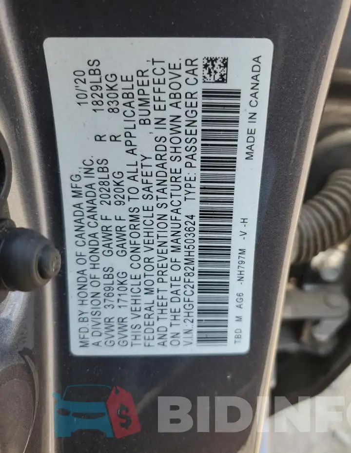 2HGFC2F82MH503624 Photo# 12