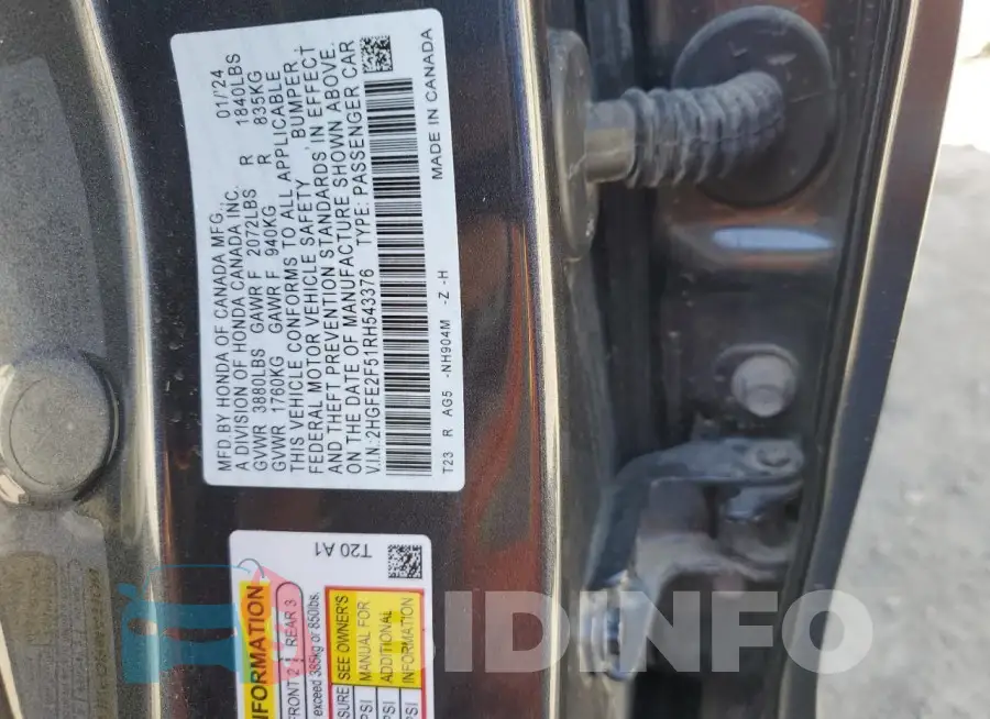 2HGFE2F51RH543376 Photo# 12