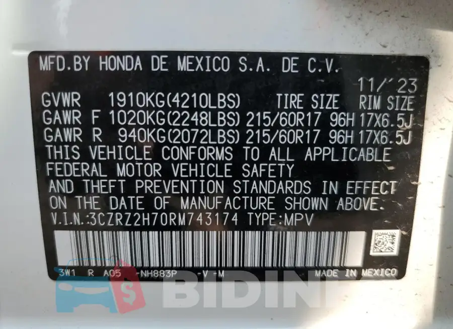 3CZRZ2H70RM743174 Photo# 13