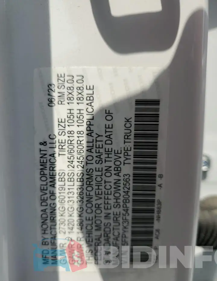 5FPYK3F54PB042563 Photo# 12