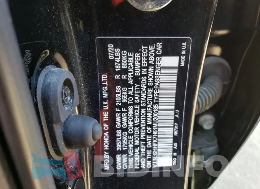 SHHFK7H61MU200185 Photo# 12