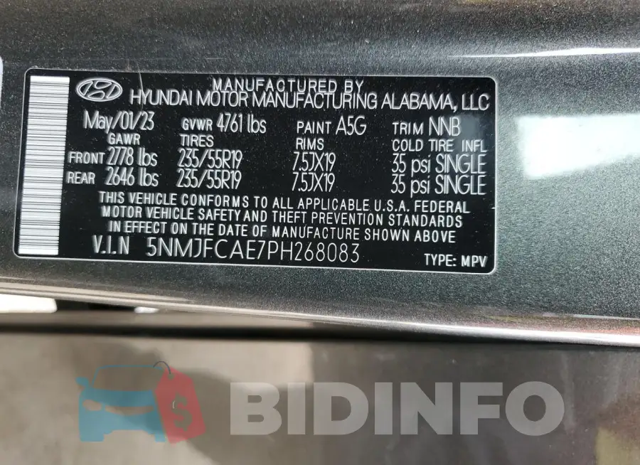 5NMJFCAE7PH268083 Photo# 13