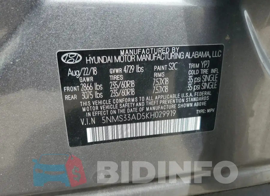 5NMS33AD5KH029919 Photo# 12
