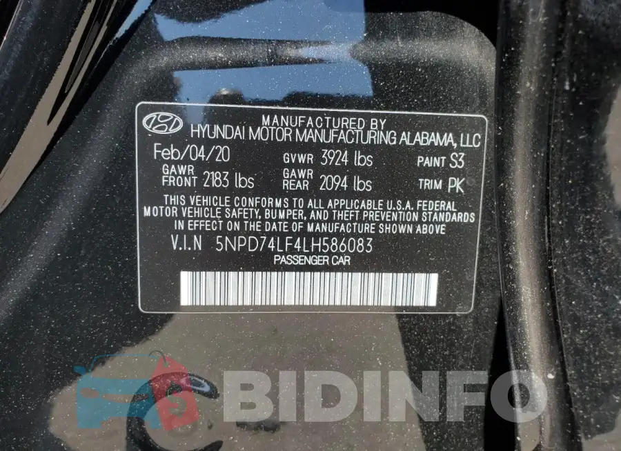 5NPD74LF4LH586083 Photo# 12
