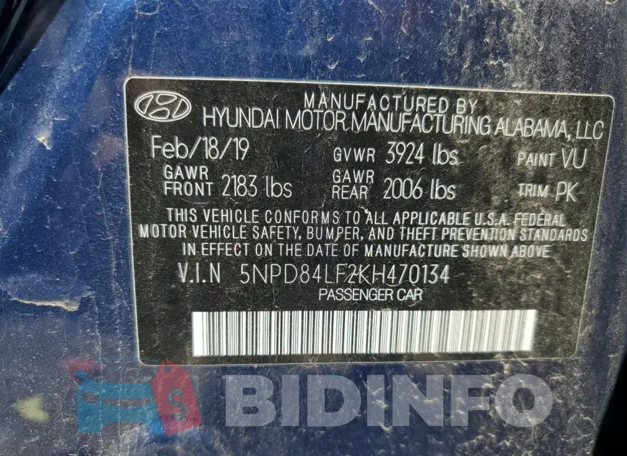 5NPD84LF2KH470134 Photo# 12