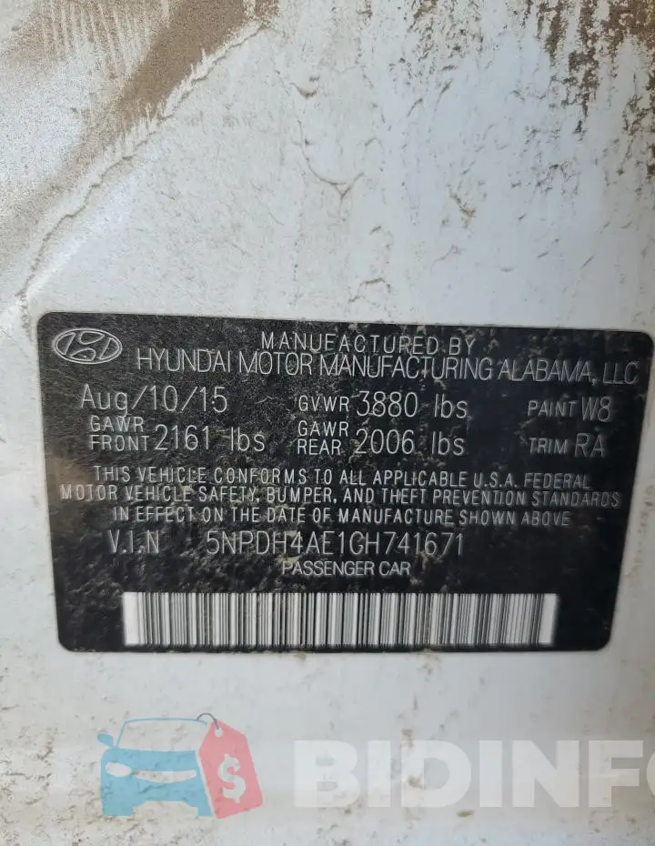 5NPDH4AE1GH741671 Photo# 12