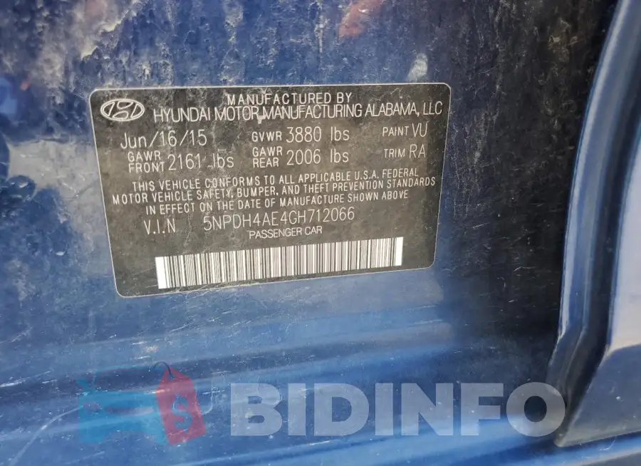 5NPDH4AE4GH712066 Photo# 12