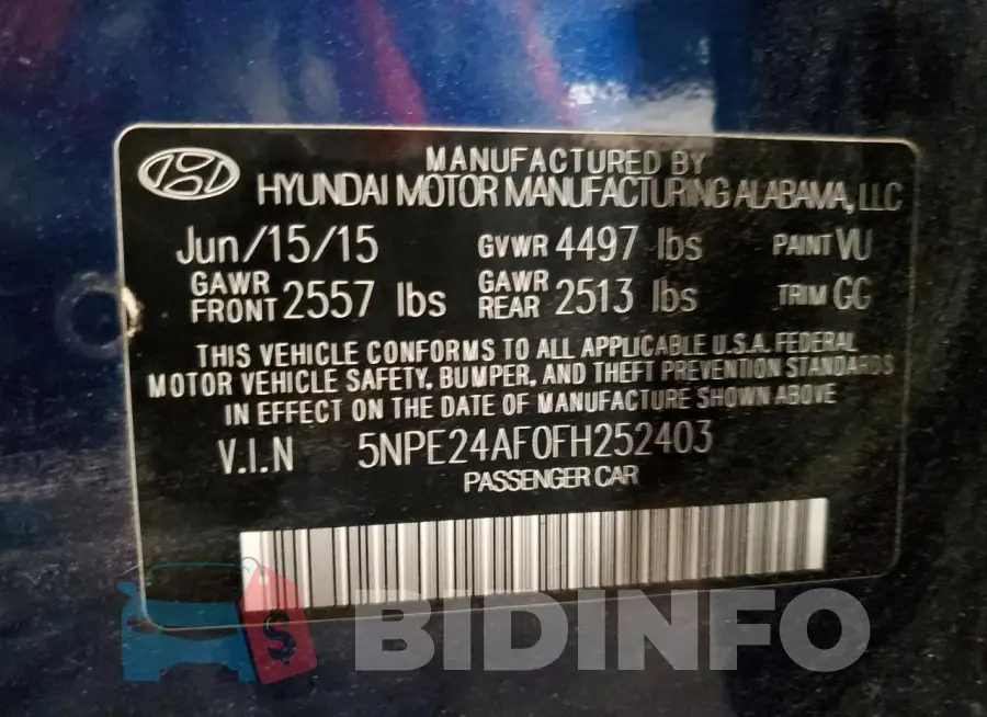 5NPE24AF0FH252403 Photo# 13
