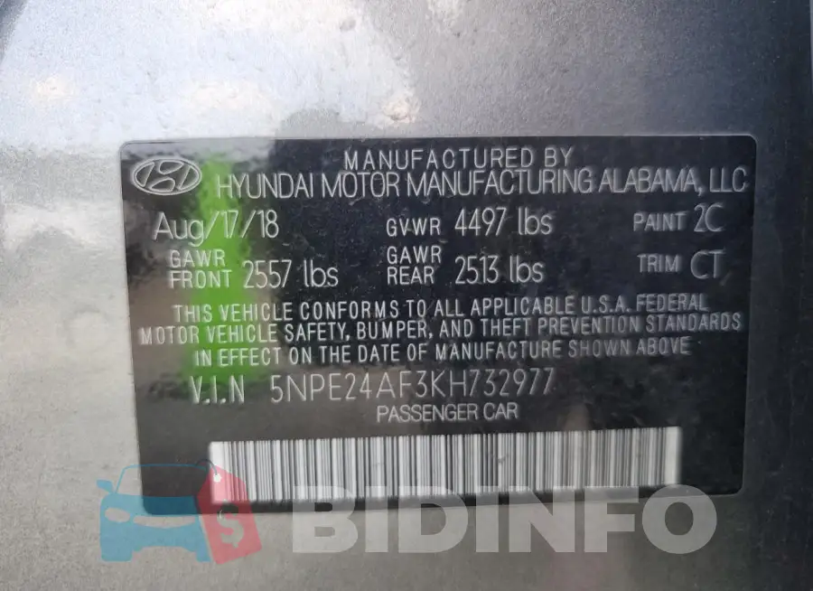 5NPE24AF3KH732977 Photo# 12