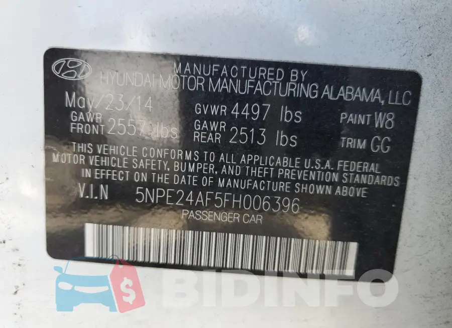 5NPE24AF5FH006396 Photo# 12