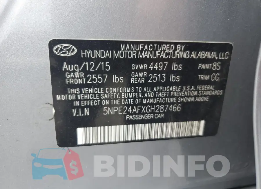 5NPE24AFXGH287466 Photo# 12