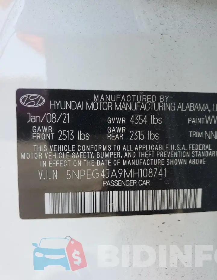 5NPEG4JA9MH108741 Photo# 12