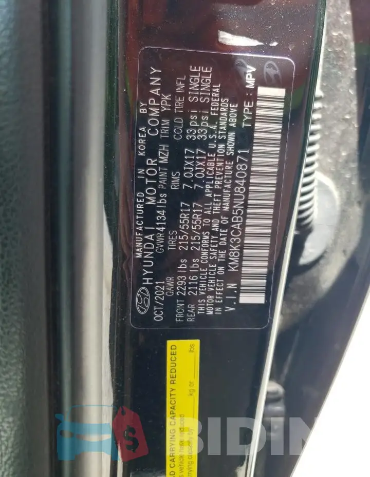 KM8K3CAB5NU840871 Photo# 13