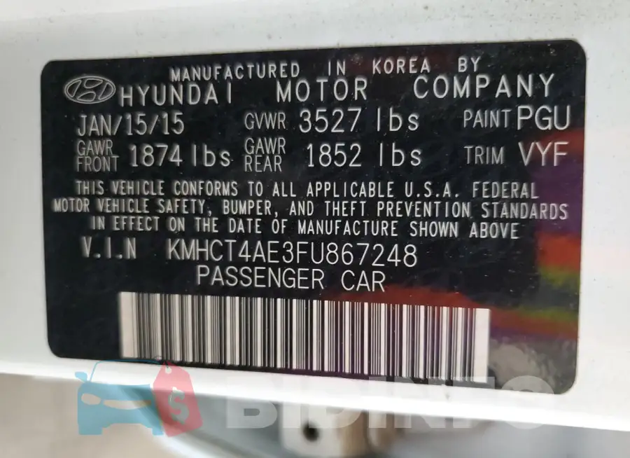 KMHCT4AE3FU867248 Photo# 13